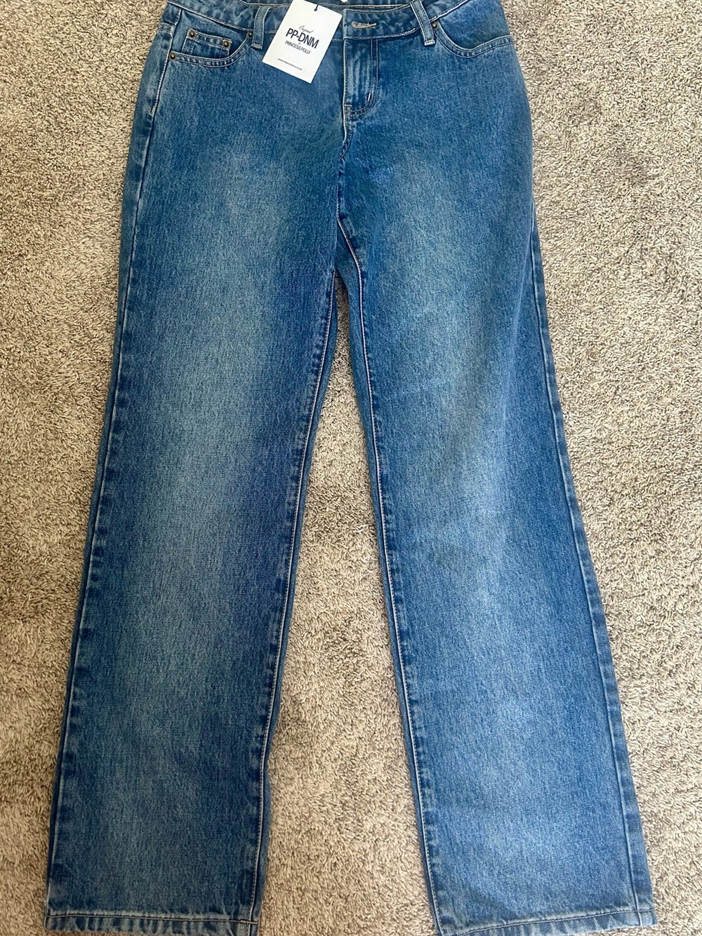 Princess Polly Blue High-Rise Straight Jeans